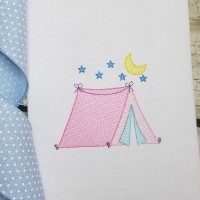 Camping Tent Machine Embroidery Design - Sketch Stitch